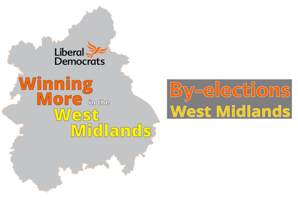 "Winning More in the West Midlands" strapline on top of a map of the West Midlands, with the title of "By-elections".